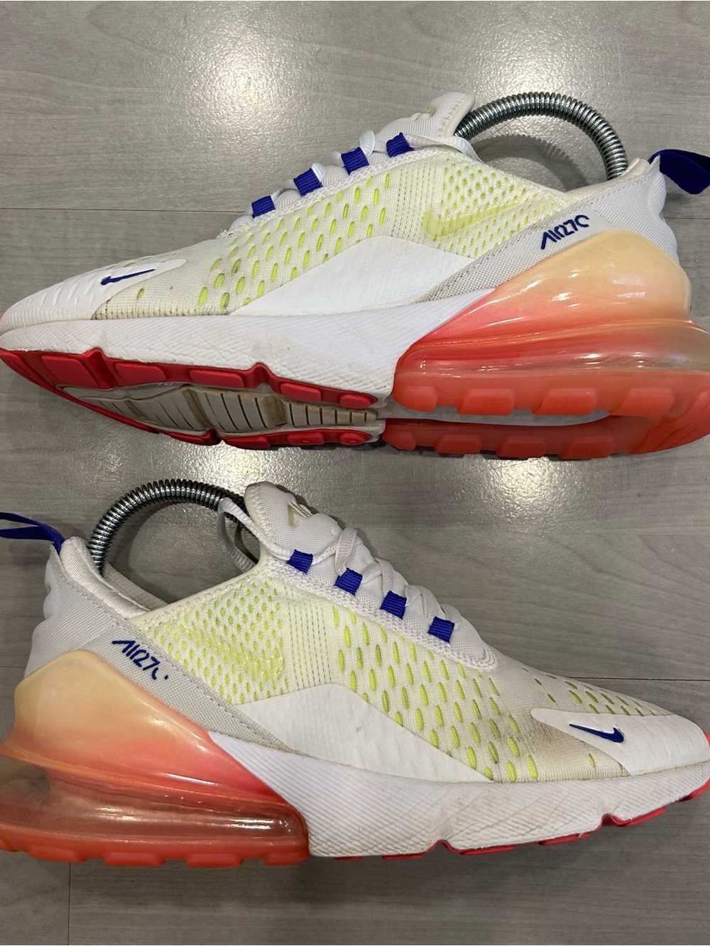 Nike Air Max 270 Women Size 8 White Pink Volt Running Shoes Sneaker DH0252-100